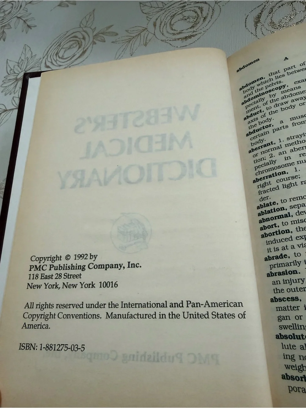 Webster's Medical Dictionary (Hardcover, 1992, PMC Publishing)